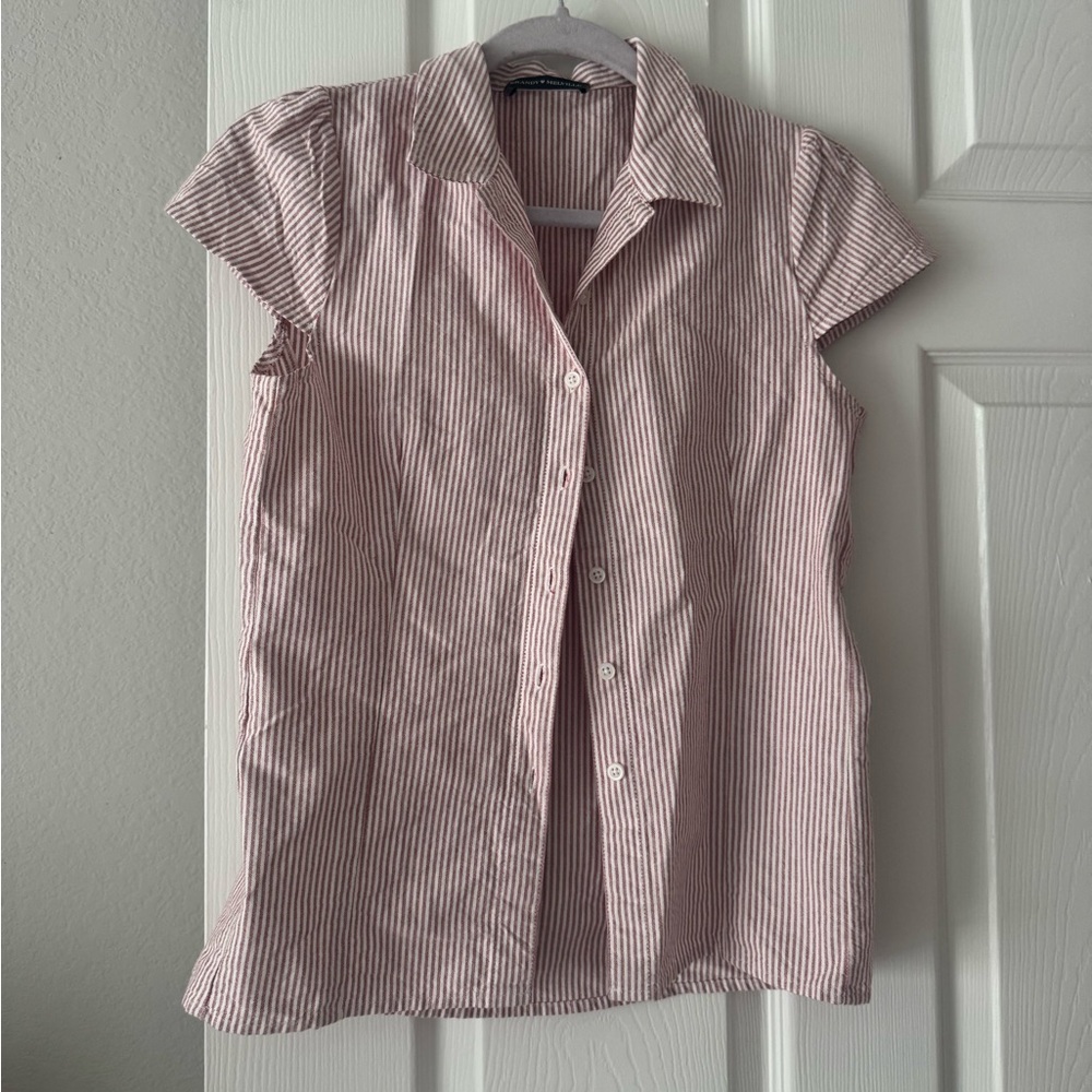 Brandy Melville Burgundy Striped Blouse